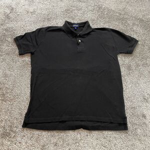 Gemrock Polo Shirt Mens Medium Black Collared Preppy Rugby Golf Top Cotton Solid